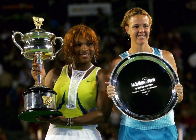 Serena Williams and Lindsay Davenport at the 2005 Australian Open