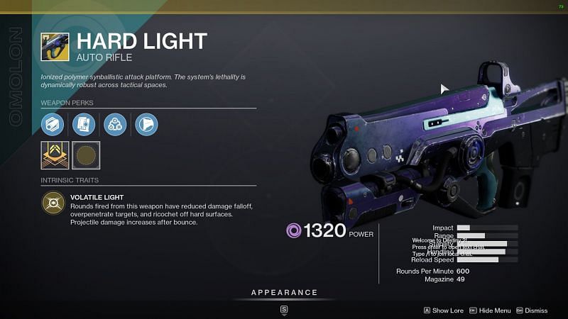 Hard Light exotic auto-rifle (Image via Bungie)