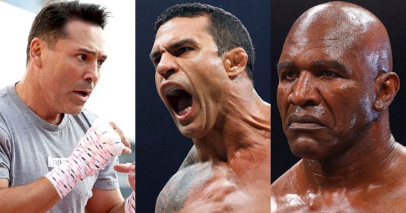 Oscar De La Hoya (left); Vitor Belfort (center); Evander Holyfield (right)