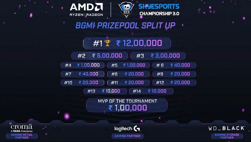 Prize Pool distribution of BGMI finals (Image via Skyesports)
