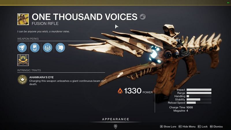One Thousand Voices fusion rifle (Image via Destiny 2)