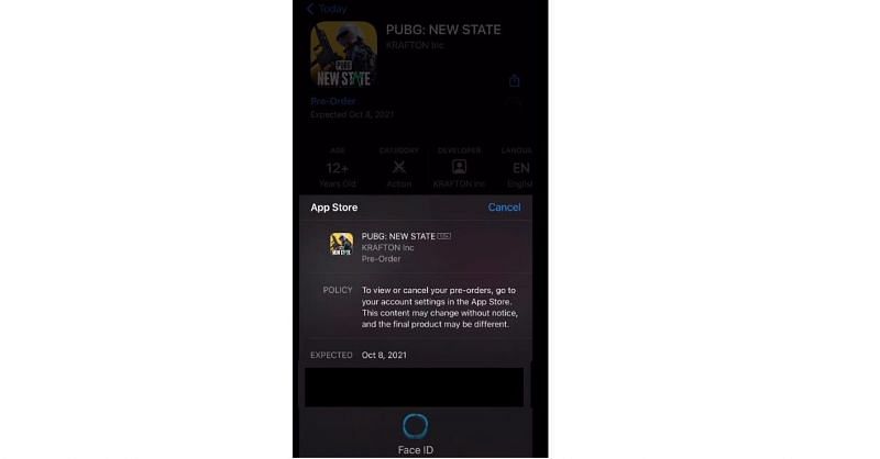 Gamers have to confirm the process to pre-order PUBG New State (Image via Apple App Store)