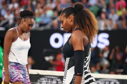 Venus (L) and Serena Williams at the 2017 Australian Open