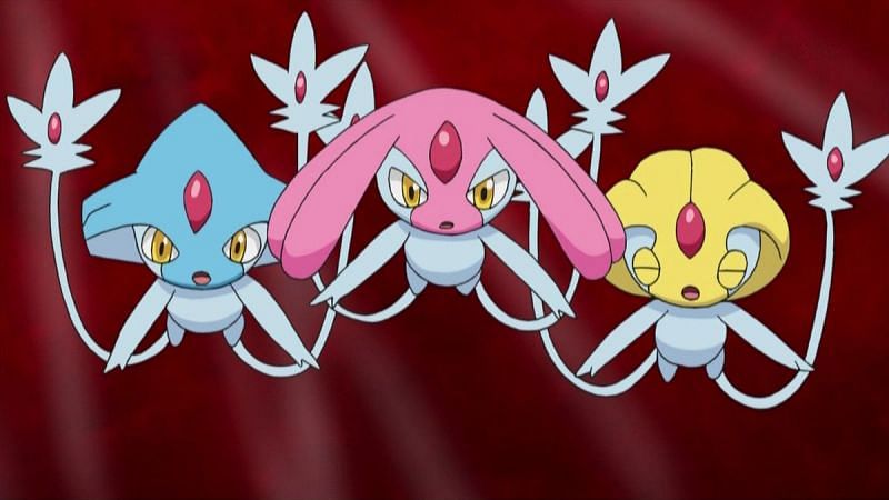 Mesprit, Azelf, and Uxie as they appear in the anime (Image via the Pokemon Company)