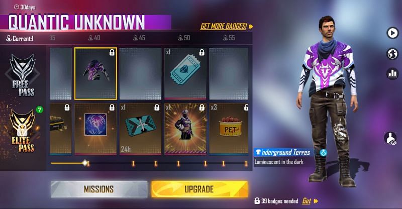 The Underground Terrestrial T-Shirt is the reward for collecting 40 badges (Image via Free Fire)