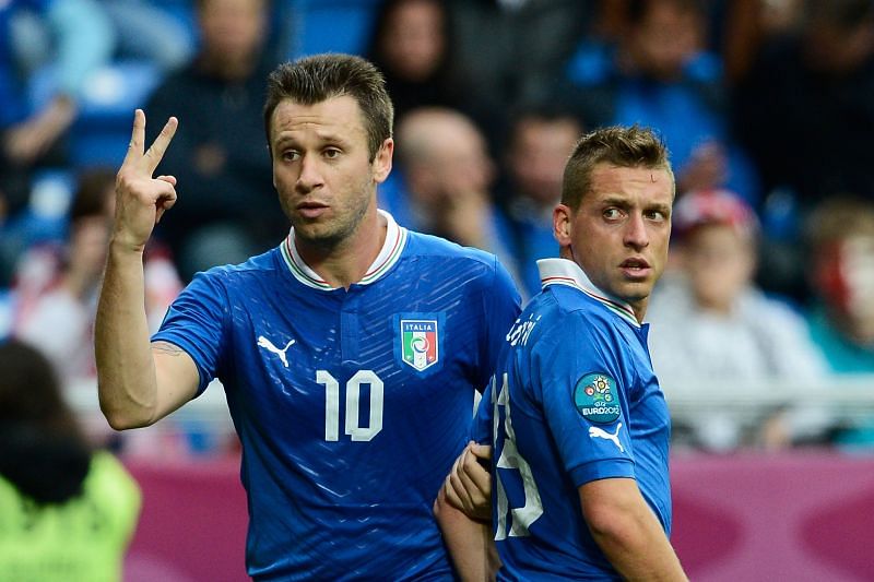 Antonio Cassano (left) isn&#039;t a fan of Cristiano Ronaldo.