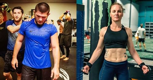 Khabib Nurmagomedov (left) Valentina Shevchenko (right) [Images Courtesy: @khabib_nurmagomedov @bulletvalentina on Instagram]