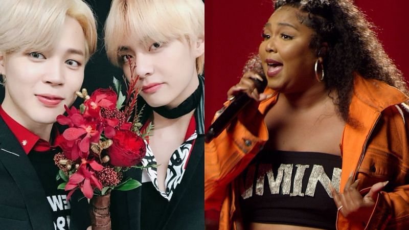 BTS&#039; Jimin &amp; V and Lizzo performing &#039;Butter&#039; cover (Images via Twitter/@bts_twt and @BBCR1)