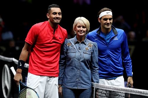 Nick Kyrgios and Roger Federer ahead of their 2017 Laver Cup match