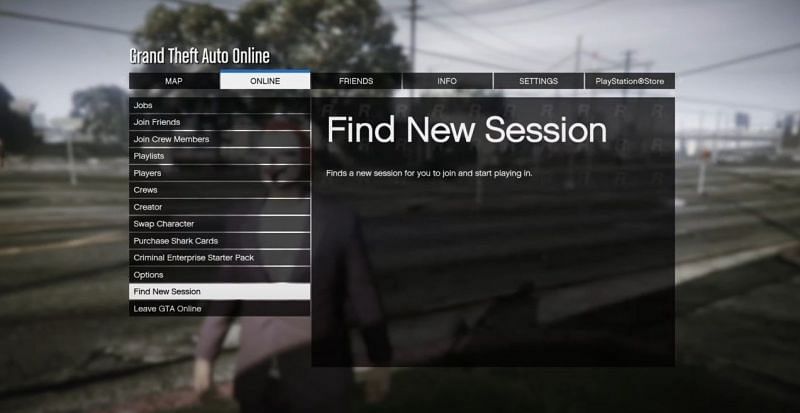 How &quot;Find New Session&quot; looks like in GTA Online (Image via Rockstar Games)
