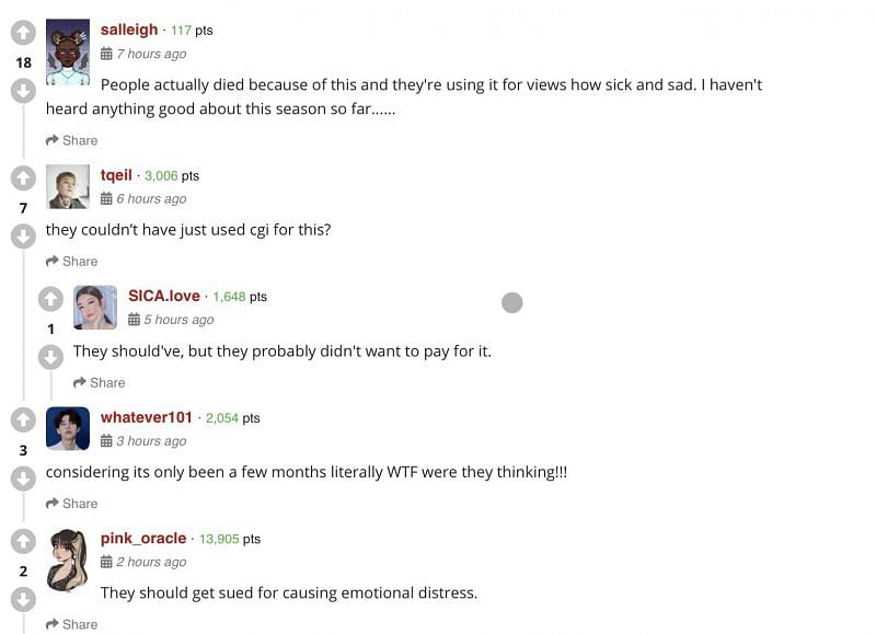 A screenshot of reactions from viewers about Penthouse 3: War in Life episode 13 (Image via allkpop)