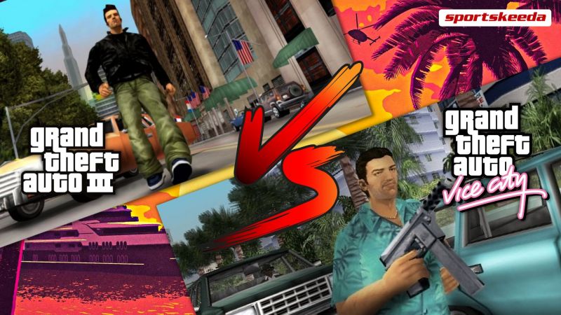 The box art for the double pack featuring GTA III and Vice City on