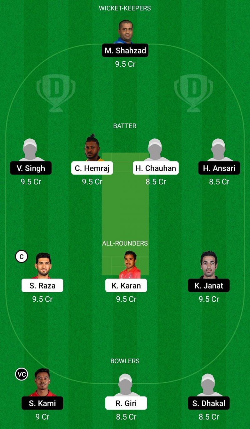 Dream11 Team for Biratnagar Warriors vs Chitwan Tigers - Everest Premier League T20 2021.