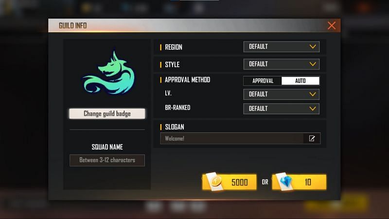 The guild interface in the Advance Server (Image via Free Fire)