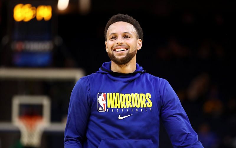 Stephen Curry warms up ahead of a game
