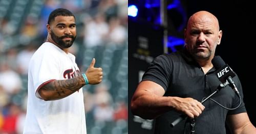 Olympic star Gable Steveson (left) and UFC president Dana White (right)