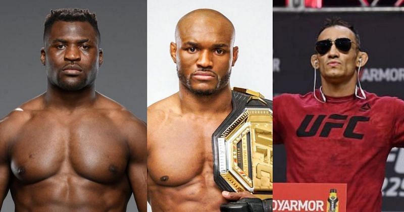 Francis Ngannou (left), Kamaru Usman (center), Tony Ferguson (right) [@usman84kg and @francisngannou via Instagram]