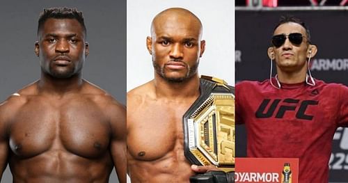 Francis Ngannou (left), Kamaru Usman (center), Tony Ferguson (right) [@usman84kg and @francisngannou via Instagram]