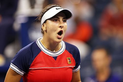 Bianca Andreescu during her second-round match against Lauren Davis