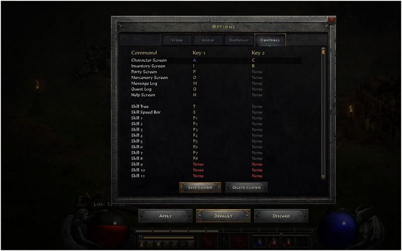 Diablo II offers a wide range of key customization options (Image via Diablo II: Resurrected)