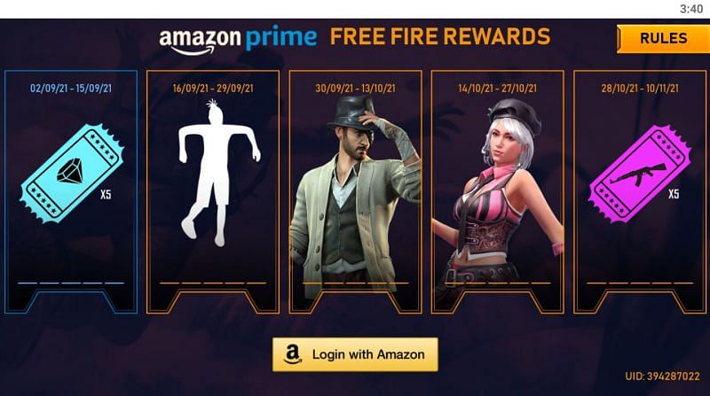 Users need to tap on the &quot;Login with Amazon&quot; button (Image via Free Fire)