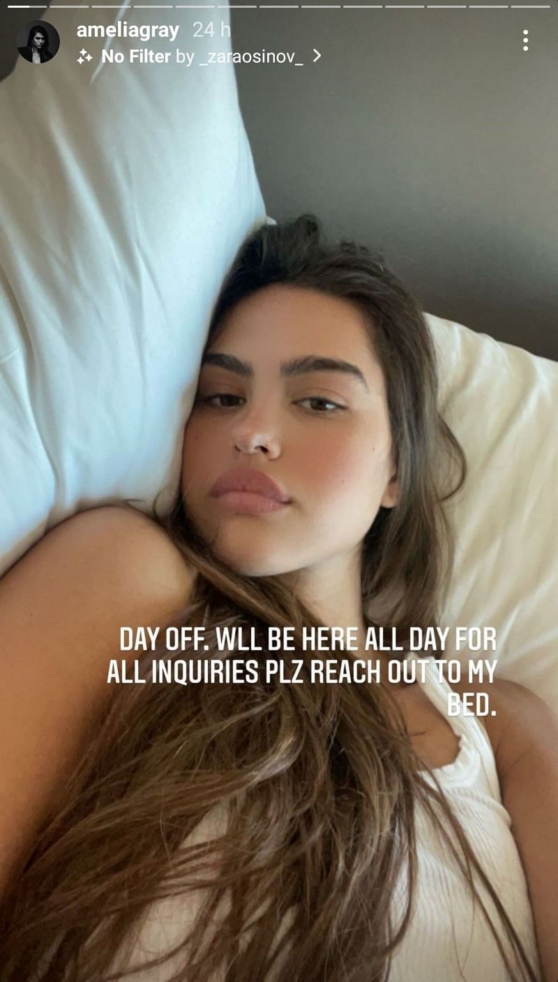 Amelia Gray sulks in bed (Image via Instagram/ ameliagray)