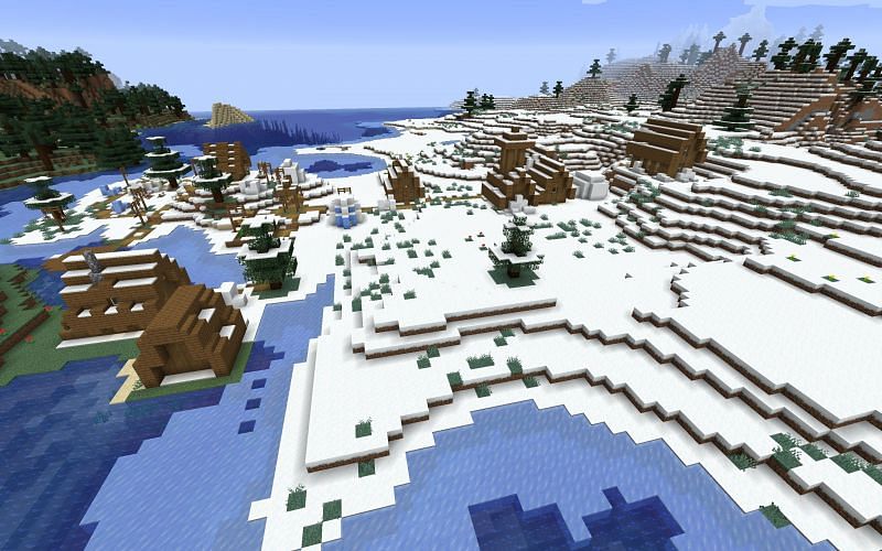 The snowy village (Image via Minecraft)