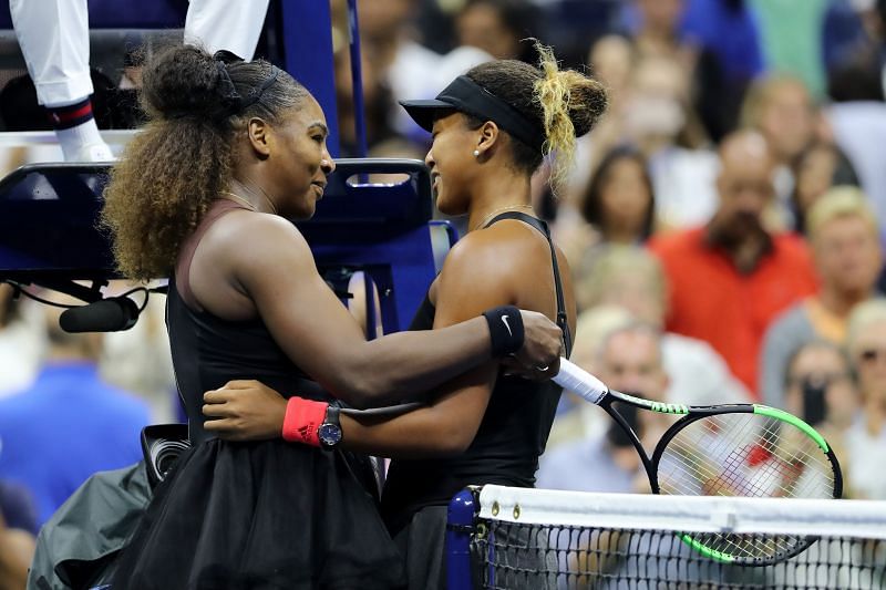 Serena Williams (L) and Naomi Osaka at the 2018 US Open.