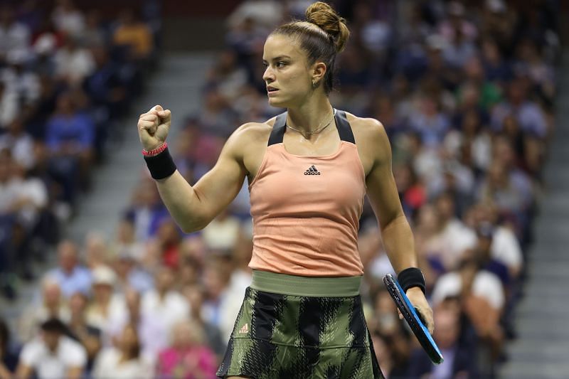 Maria Sakkari during her match against Karolina Pliskova