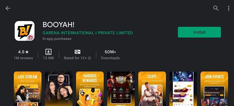 Players will first have to download the BOOYAH application (Image via Google Play Store)