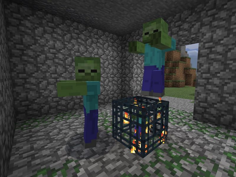 Activated mob spawners release mobs fairly consistently (Image via Minecraft Seed HQ)