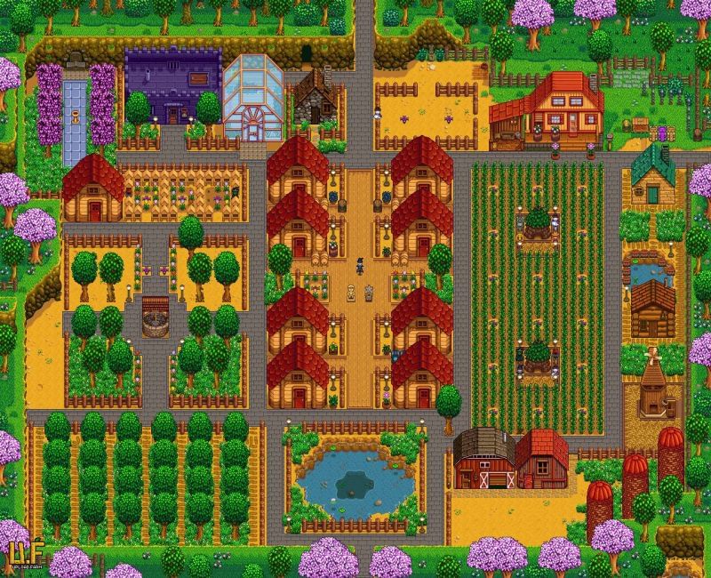 Properly planned Stardew Valley farm layout (Image via Pinterest)