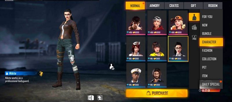 Nikita (Firearms Expert) is available at 2000 gold coins (Image via Free Fire)