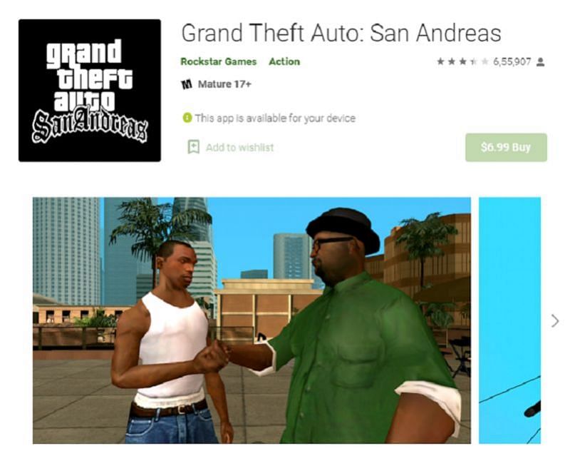 GTA San Andreas для Android (Изображение из Play Store)