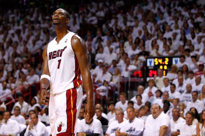 Chris Bosh at the Boston Celtics v Miami Heat - Game Five