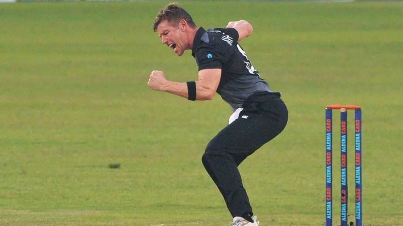 Cole McConchie  celebrating a wicket