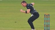 Cole McConchie celebrating a wicket