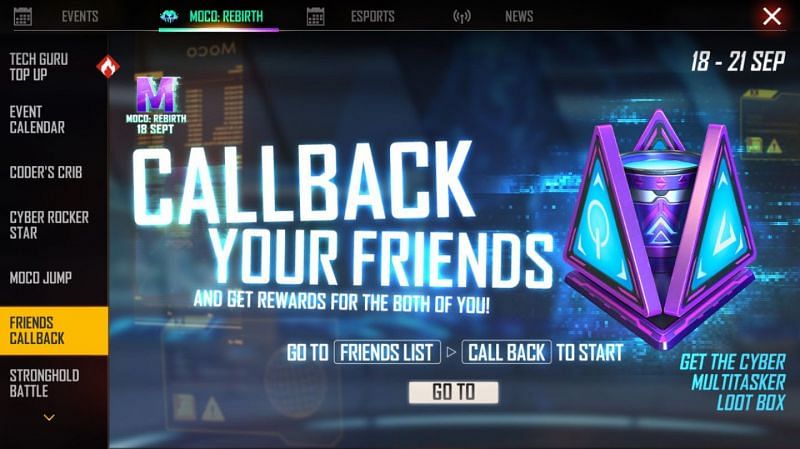 Gamers have to tap on the &ldquo;Go To&rdquo; button to access the event (Image via Free Fire)
