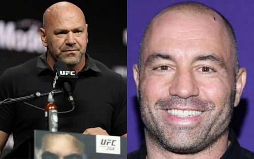 Dana White (left); Joe Rogan (right)