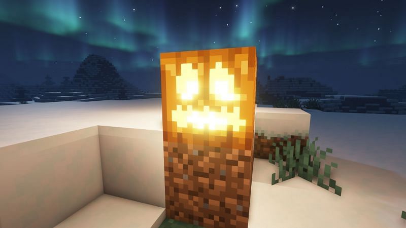 A Jack O&#039;Lantern block (Image via Minecraft)