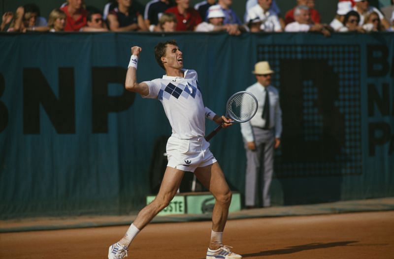 Ivan Lendl celebrates after winning the 1984 French Open title
