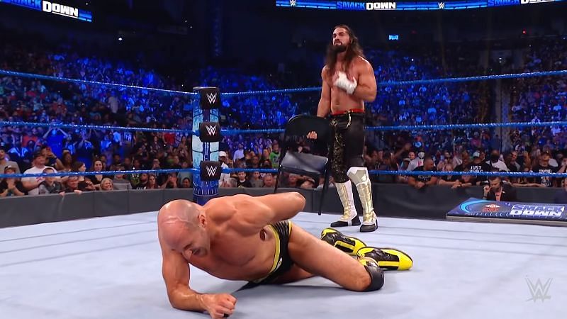 Seth Rollins attacked Cesaro with a steel chair after their match