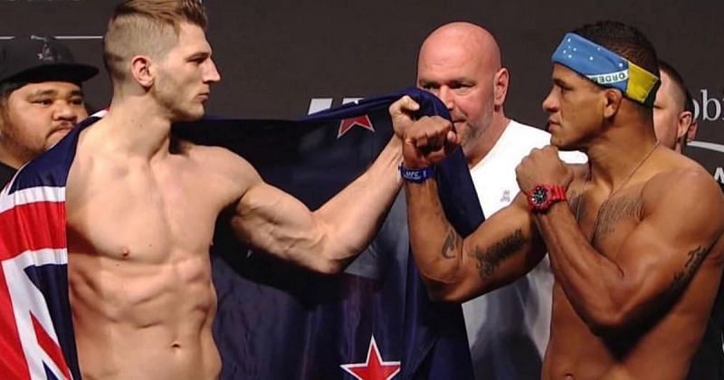 Dan Hooker (left), Dana White (central), Gilbert Burns (left) [Images Courtesy: @danhangman on Instagram]