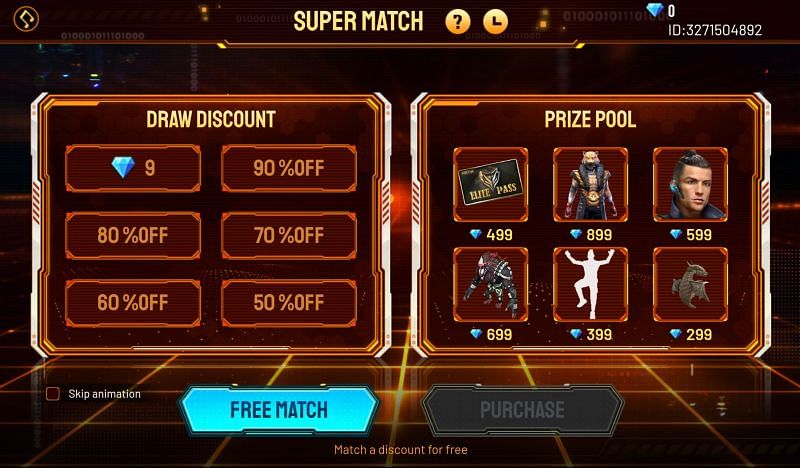 Plenty of prizes are available in the Super Match event (Image via Free Fire)