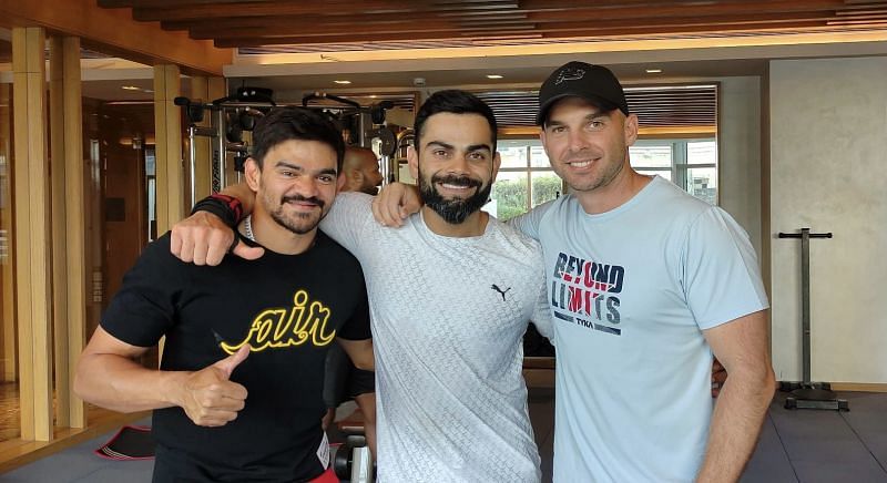 Virat Kohli with strength and conditioning coaches