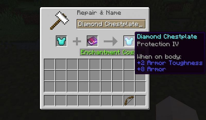 Protection enchantment on diamond chestplate (Image via Minecraft)