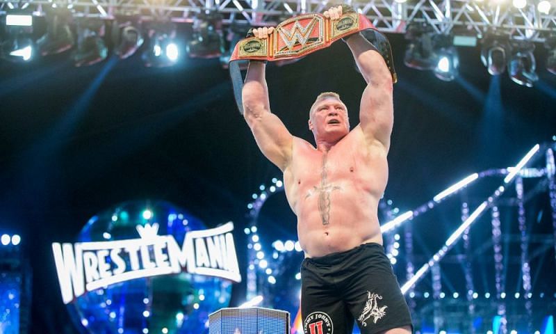 Brock Lesnar holds the Universal title at WrestleMania 33