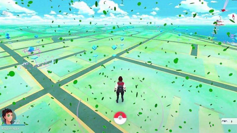Green confetti was once seen to celebrate a Grass Pokemon related event (Image via Niantic)
