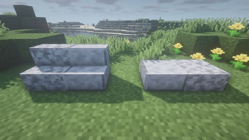 Polished and normal diorite stairs and slabs (Image via Minecraft)