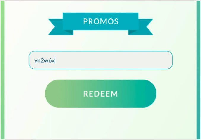 The promotional code redemption area in Pokemon GO (Image via Niantic)